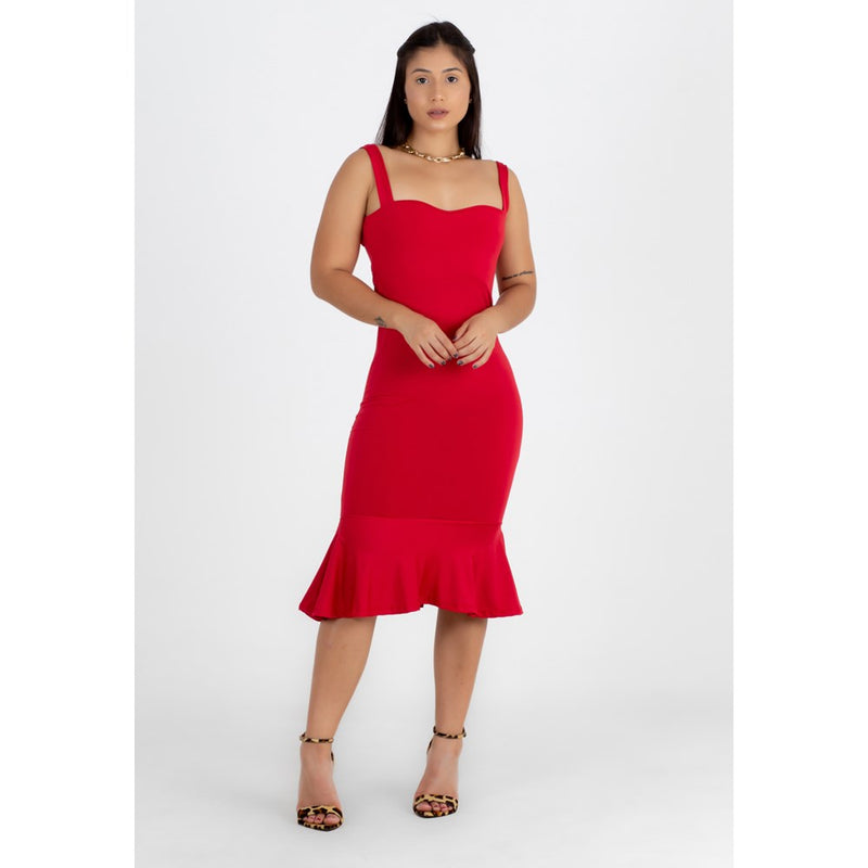 Vestido Midi Alcinha com Babado