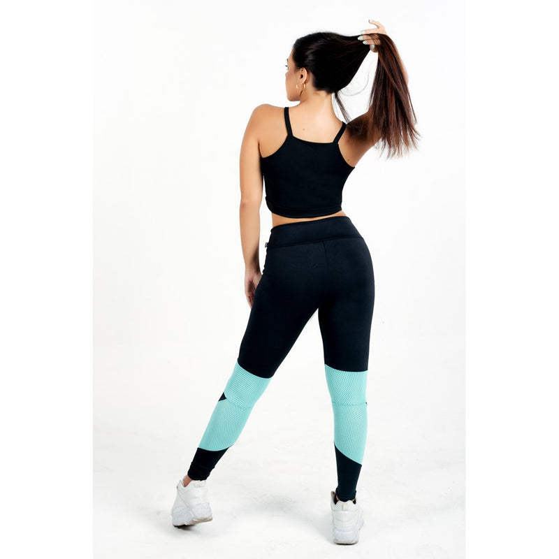 Conjunto Fitness Calça Legging Cintura Alta + Cropped Alcinha com Telinha Tiffany