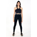 Conjunto Fitness Calça Legging Cintura Alta + Cropped Alcinha com Elásticos