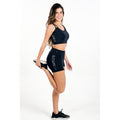 Conjunto Fitness Short Cintura Alta + Cropped Alça Dupla e Elásticos